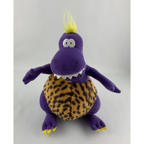 Russ Berrie Boulder Jr. Purple Dinosaur Plush Stuffed Animal 13" Caveman Vintage - Picture 1 of 7